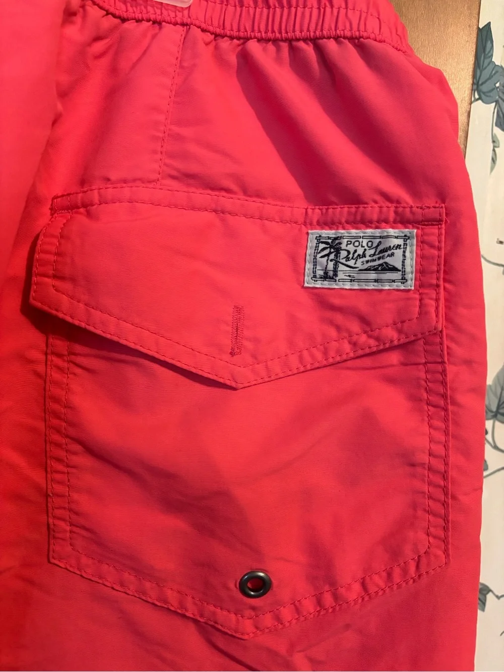 0-1 Polo by Ralph Lauren Coral-Pink Drawstring Swim Trunks